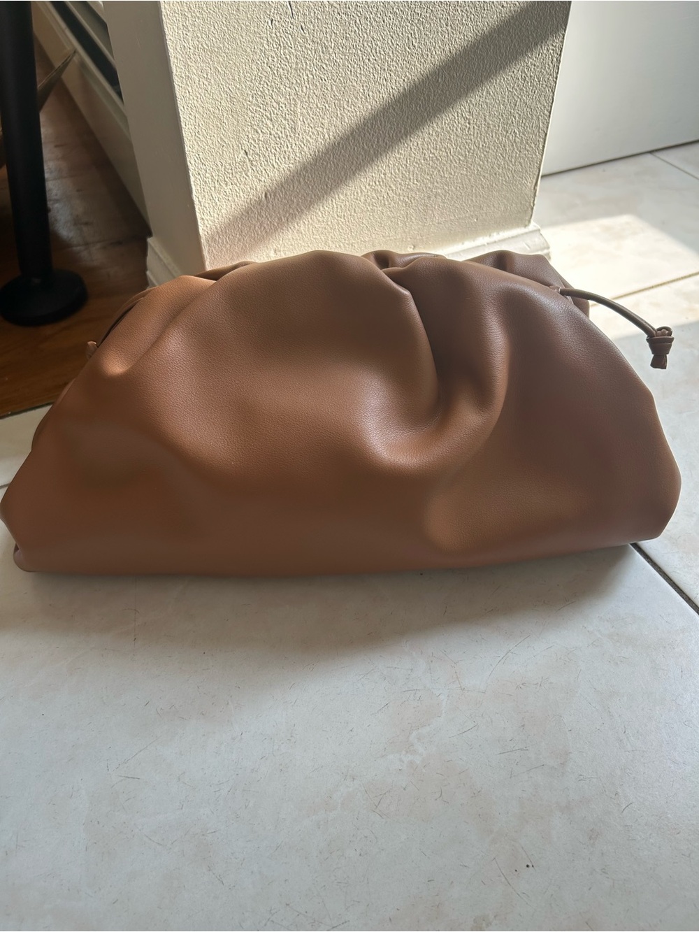 Soft Ruched Women's Clutch/ Crossbody Bag in Light Brown